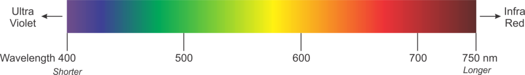Visible Spectrum of Light, with Wavelengths